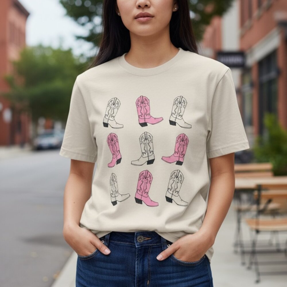 Western Boots Graphic Regular Fit Tee - 100% Cotton